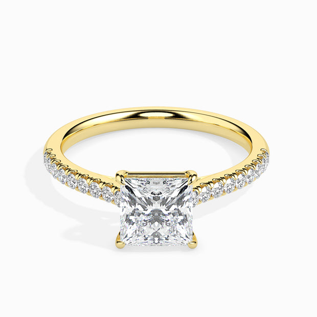 Princess Cut Prong Set Lab-Grown Diamond Gold Ring
