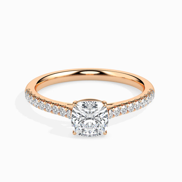 Cushion Cut Prong Set Lab-Grown Diamond Gold Ring
