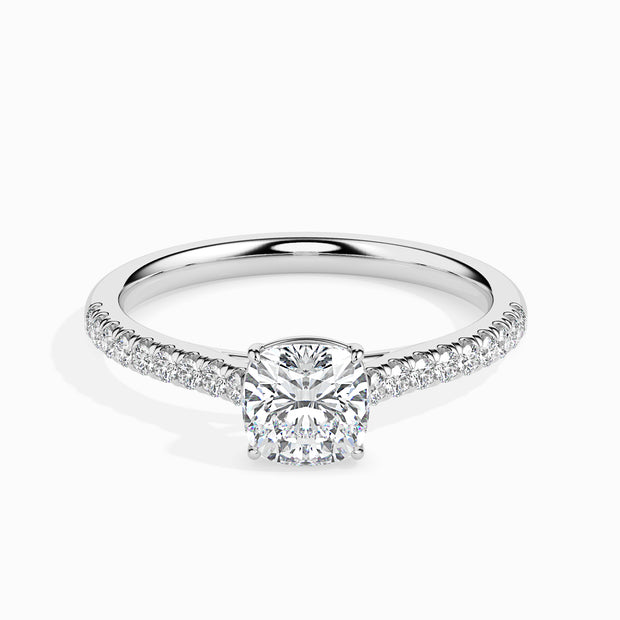 Cushion Cut Prong Set Lab-Grown Diamond Gold Ring