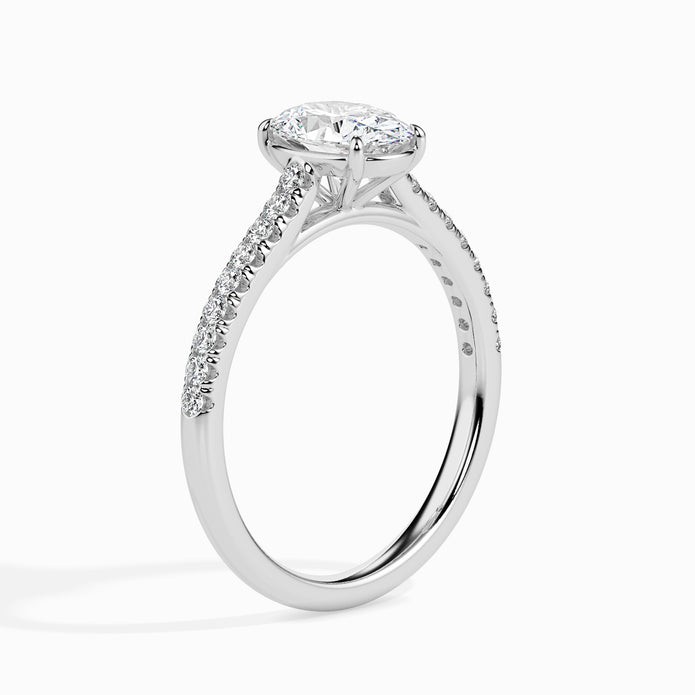 Oval Cut Prong Set Lab-Grown Diamond Gold Ring