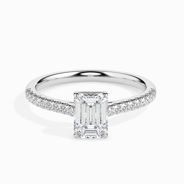 Emerald Cut Prong Set Lab-Grown Diamond Gold Ring