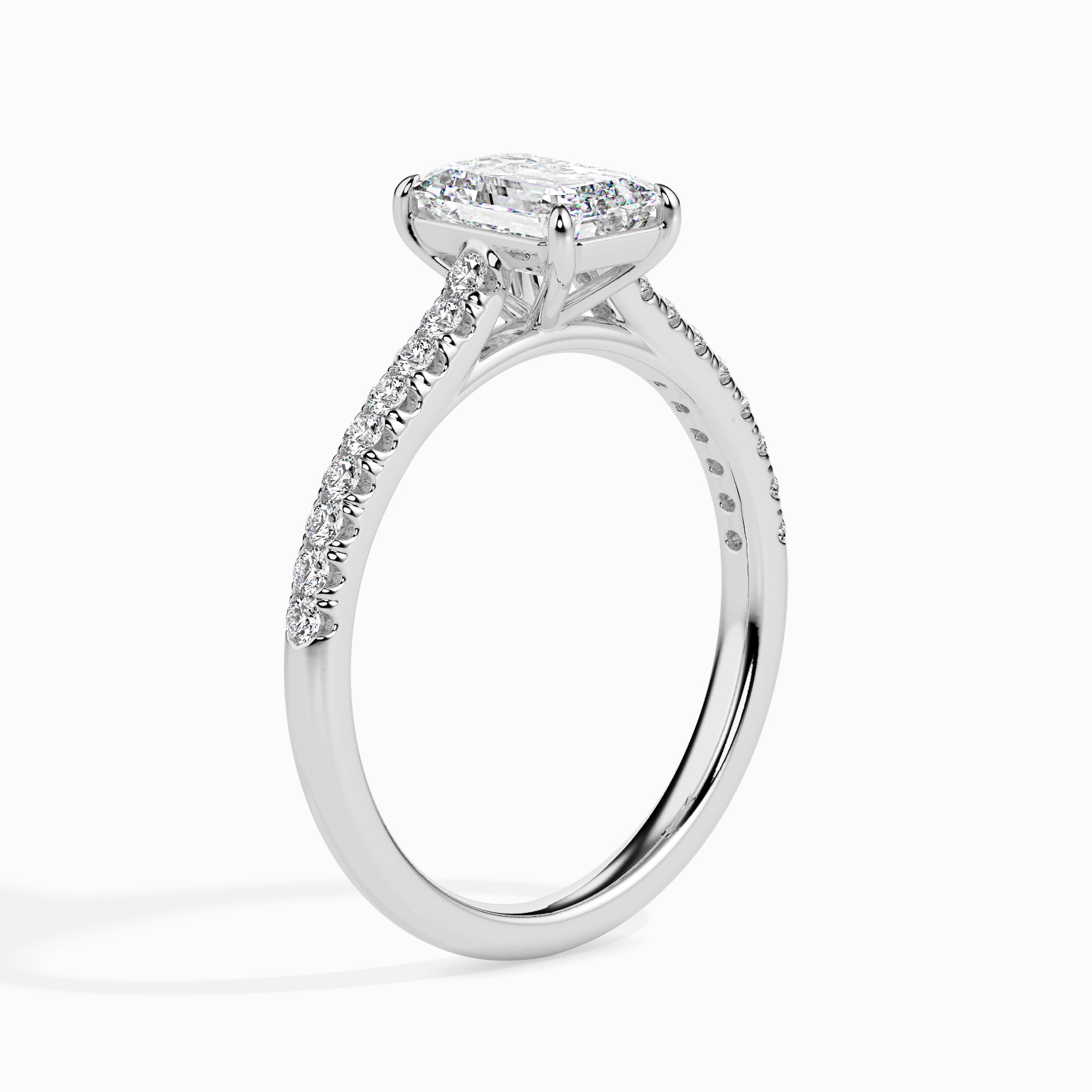 Emerald Cut Prong Set Lab-Grown Diamond Gold Ring