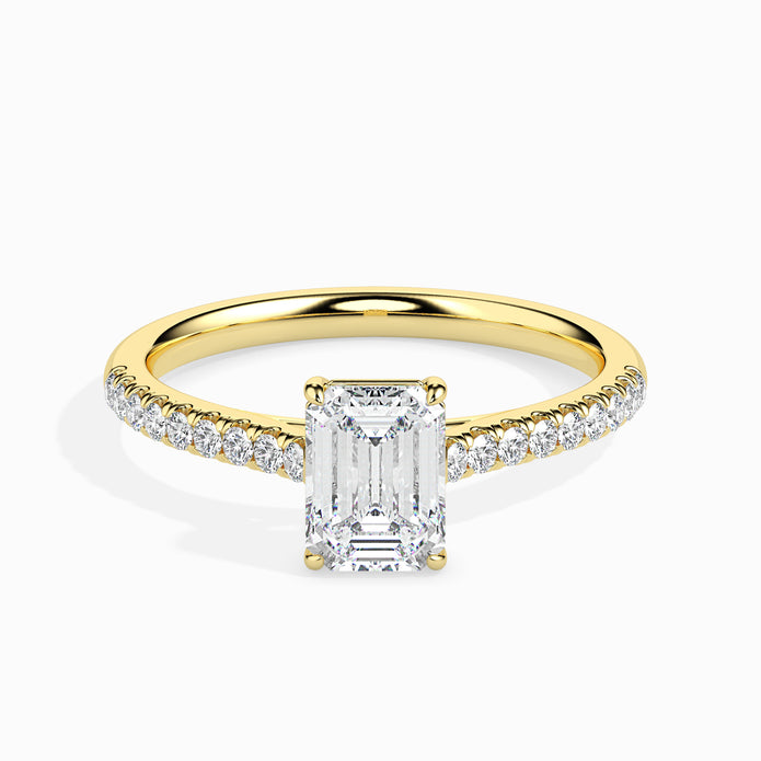 Emerald Cut Prong Set Lab-Grown Diamond Gold Ring