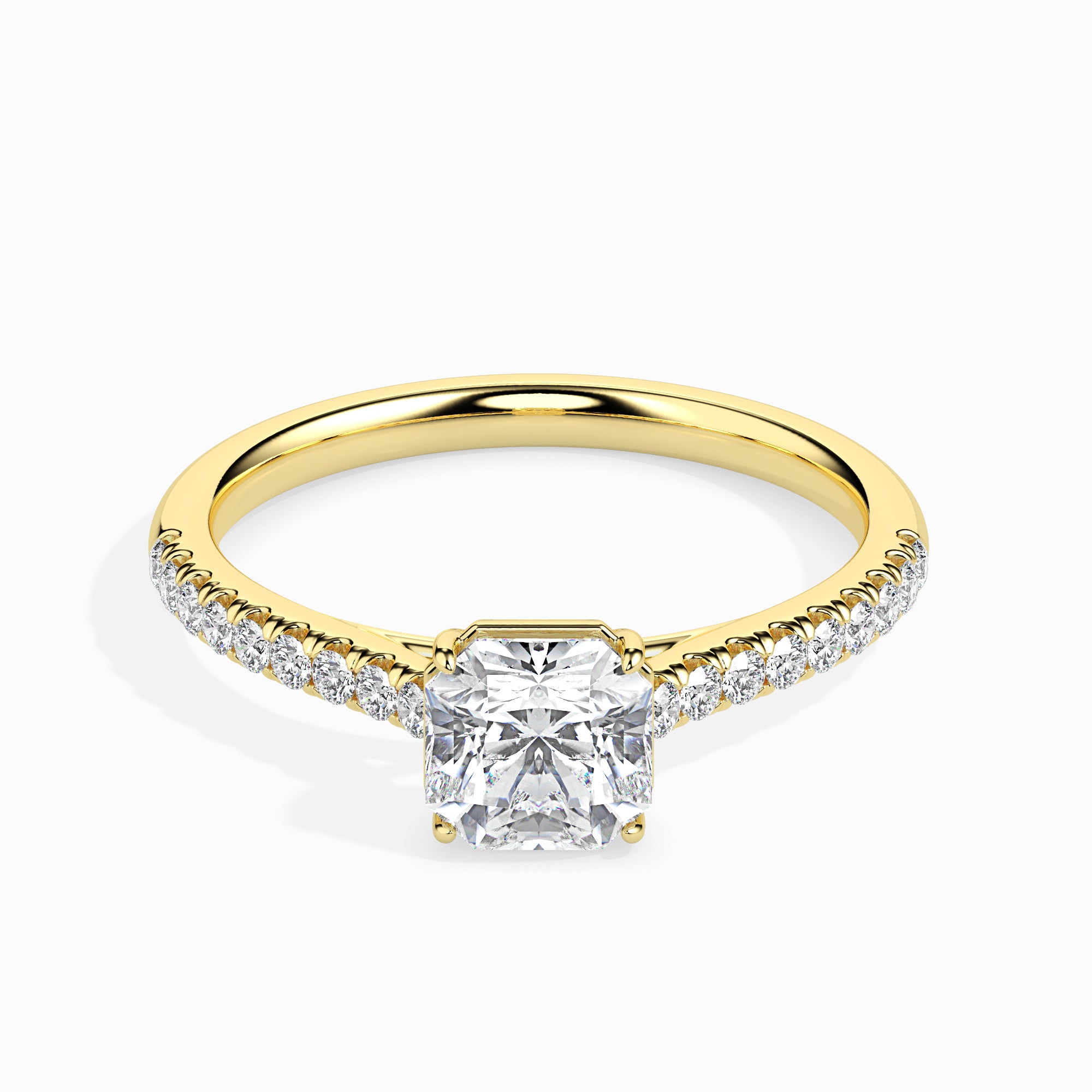Radiant Cut Prong Set Lab-Grown Diamond Gold Ring