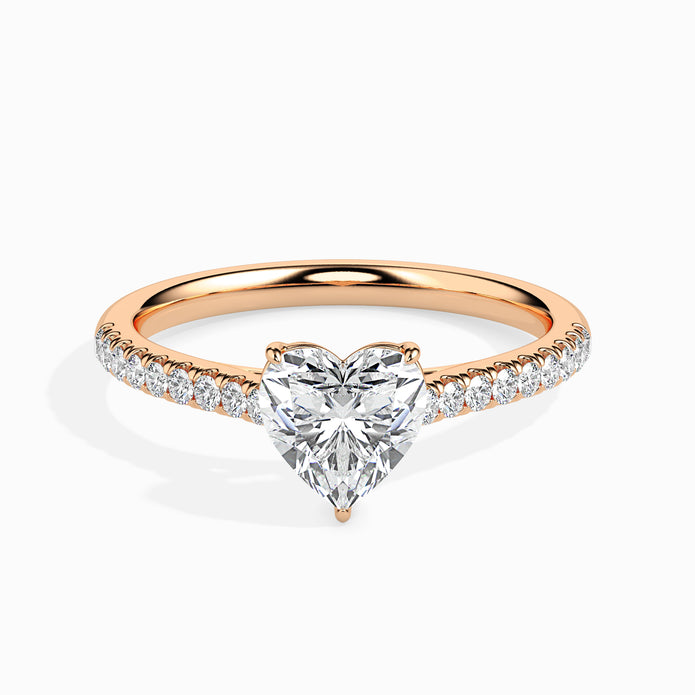 Heart Cut Prong Set Lab-Grown Diamond Gold Ring