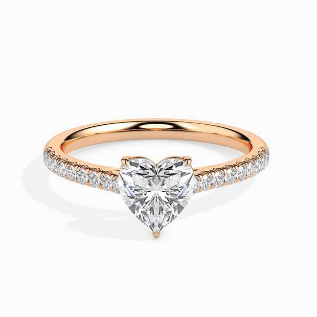 Heart Cut Prong Set Lab-Grown Diamond Gold Ring