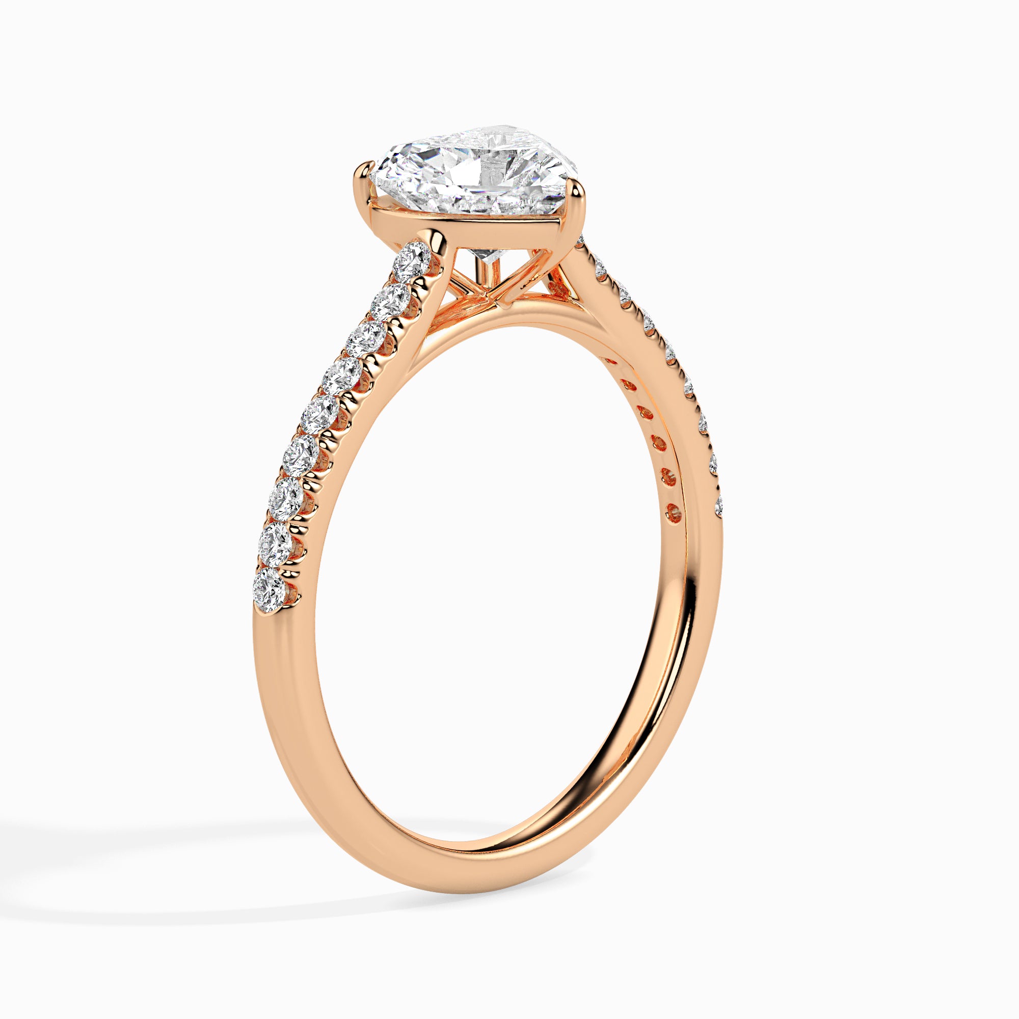 Heart Cut Prong Set Lab-Grown Diamond Gold Ring