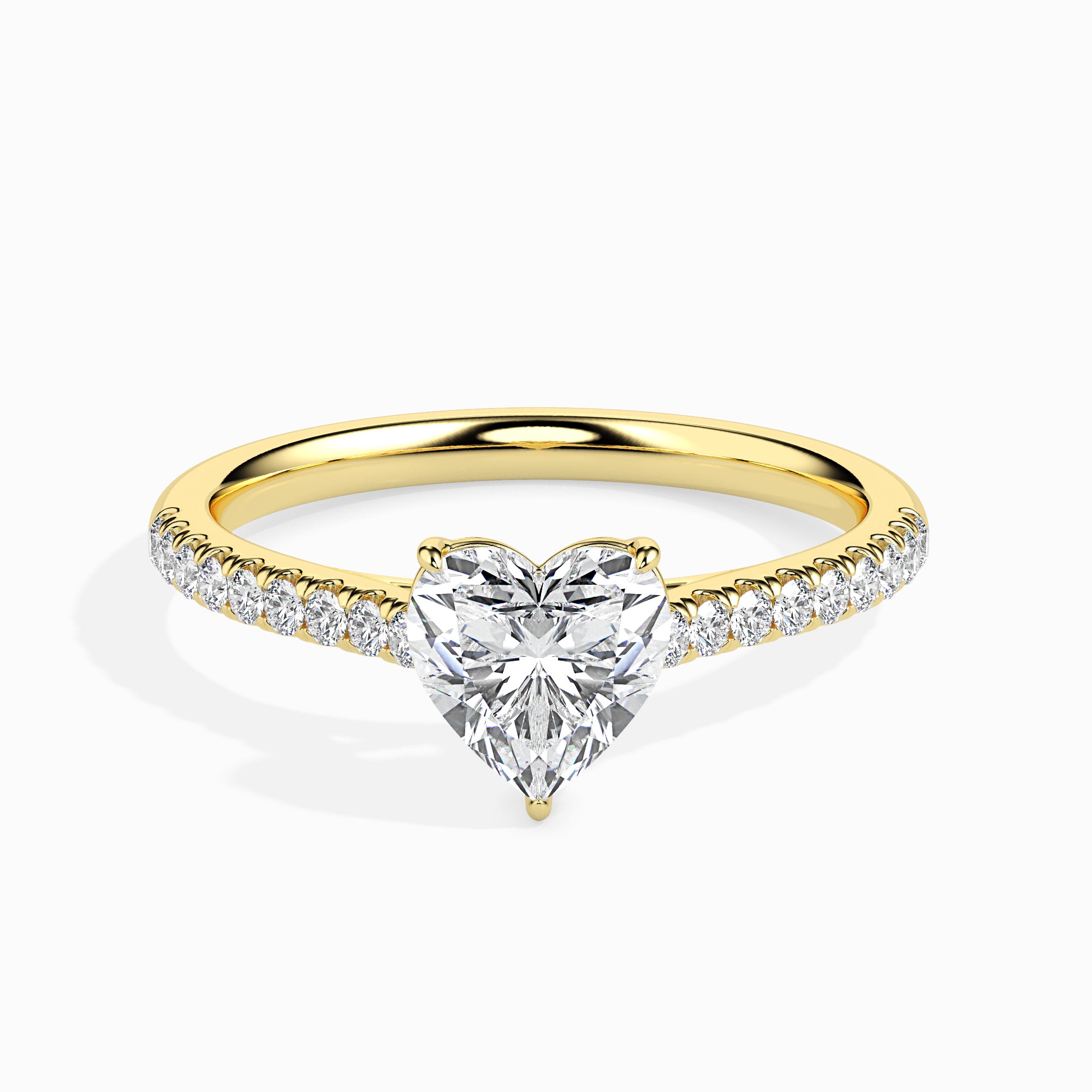 Heart Cut Prong Set Lab-Grown Diamond Gold Ring