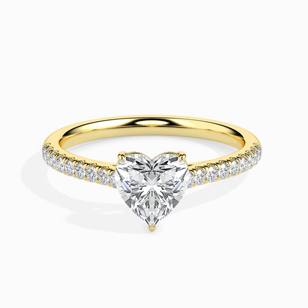 Heart Cut Prong Set Lab-Grown Diamond Gold Ring