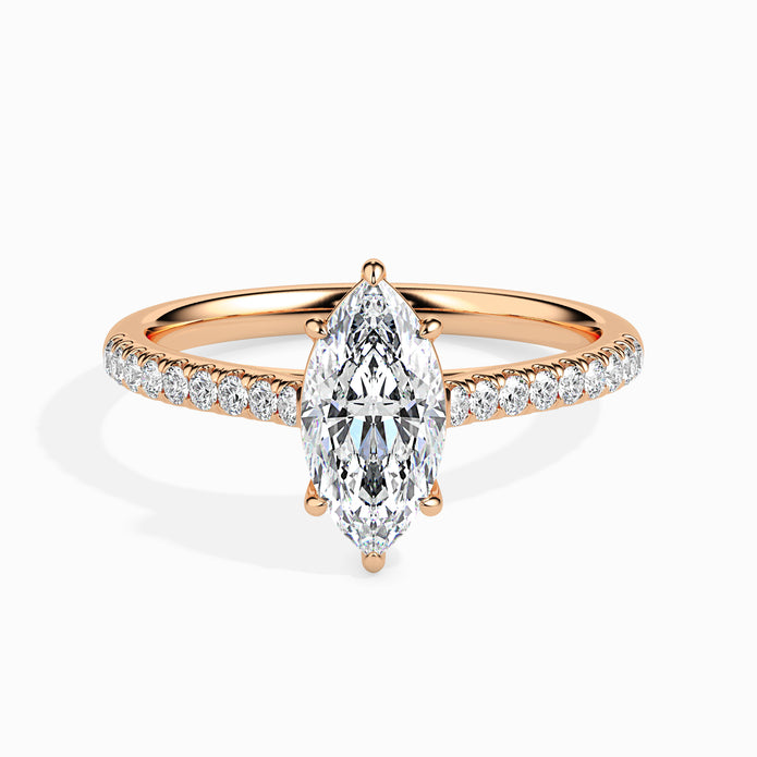 Marquise Cut Prong Set Lab-Grown Diamond Gold Ring