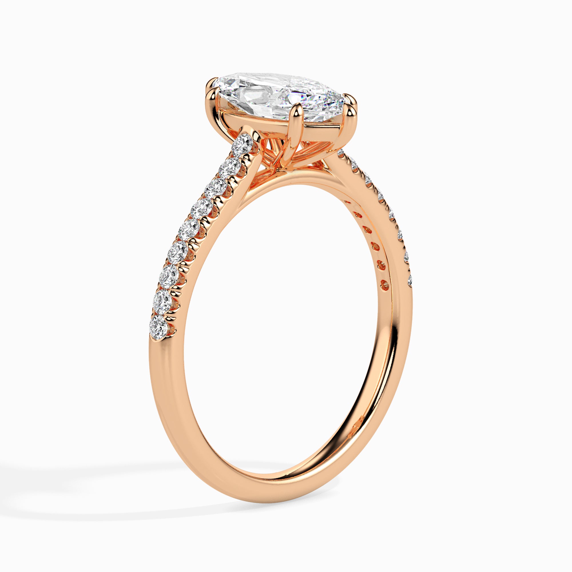 Marquise Cut Prong Set Lab-Grown Diamond Gold Ring
