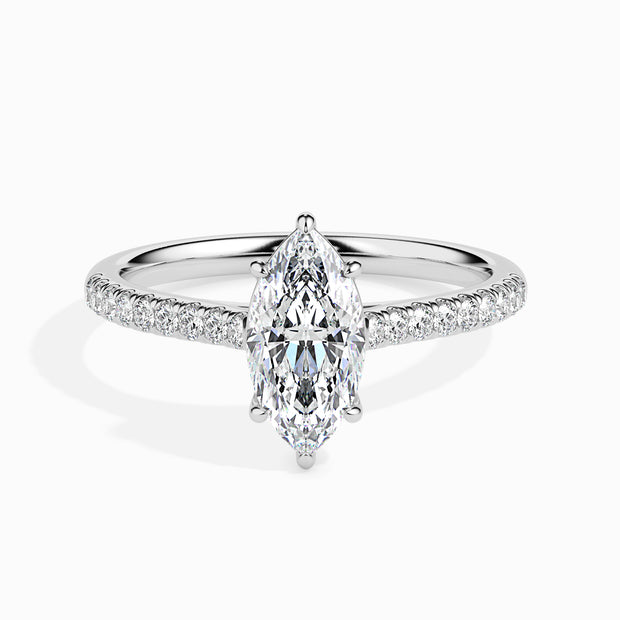 Marquise Cut Prong Set Lab-Grown Diamond Gold Ring