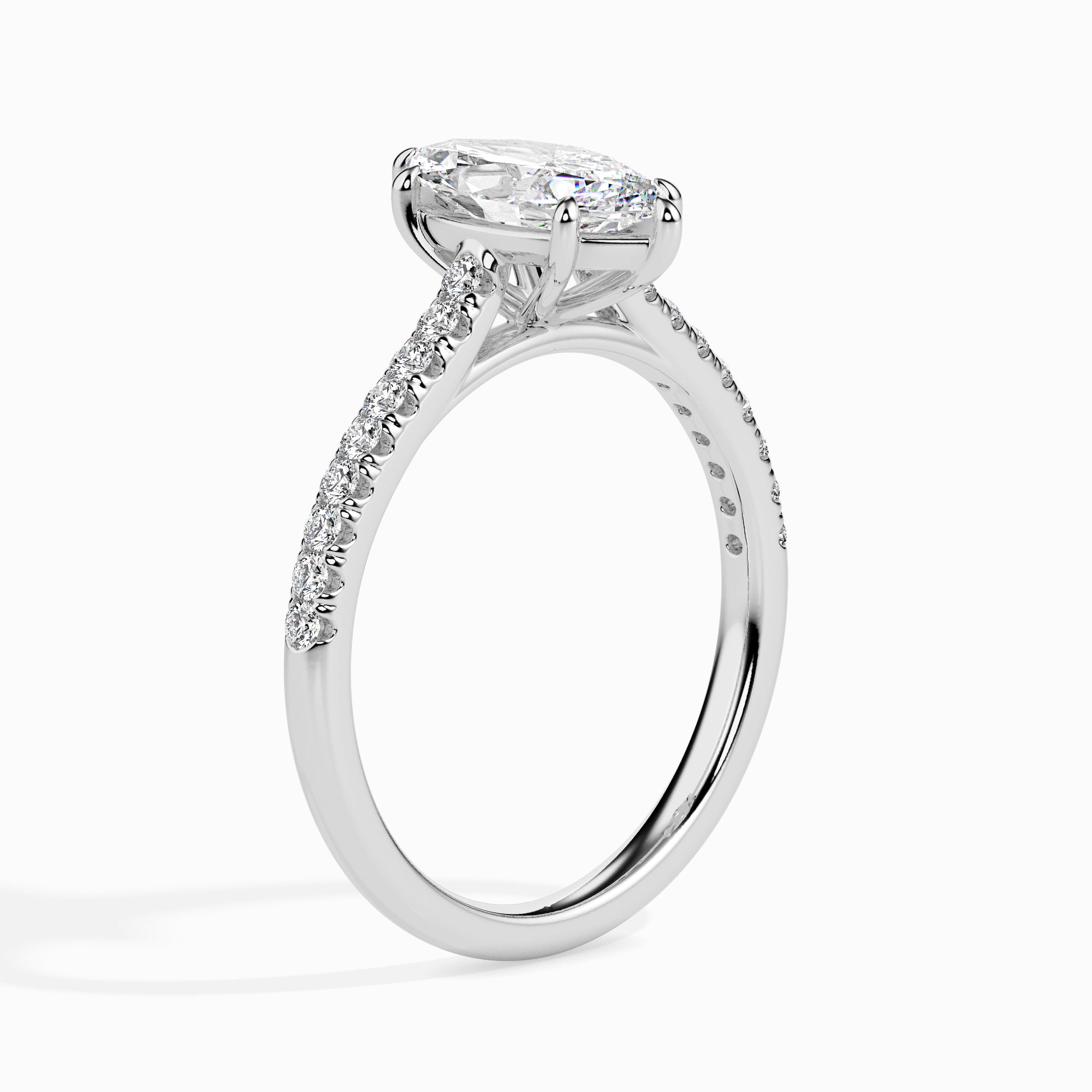 Marquise Cut Prong Set Lab-Grown Diamond Gold Ring