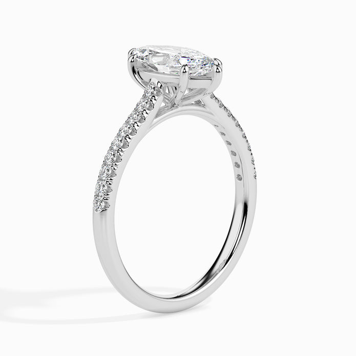 Marquise Cut Prong Set Lab-Grown Diamond Gold Ring