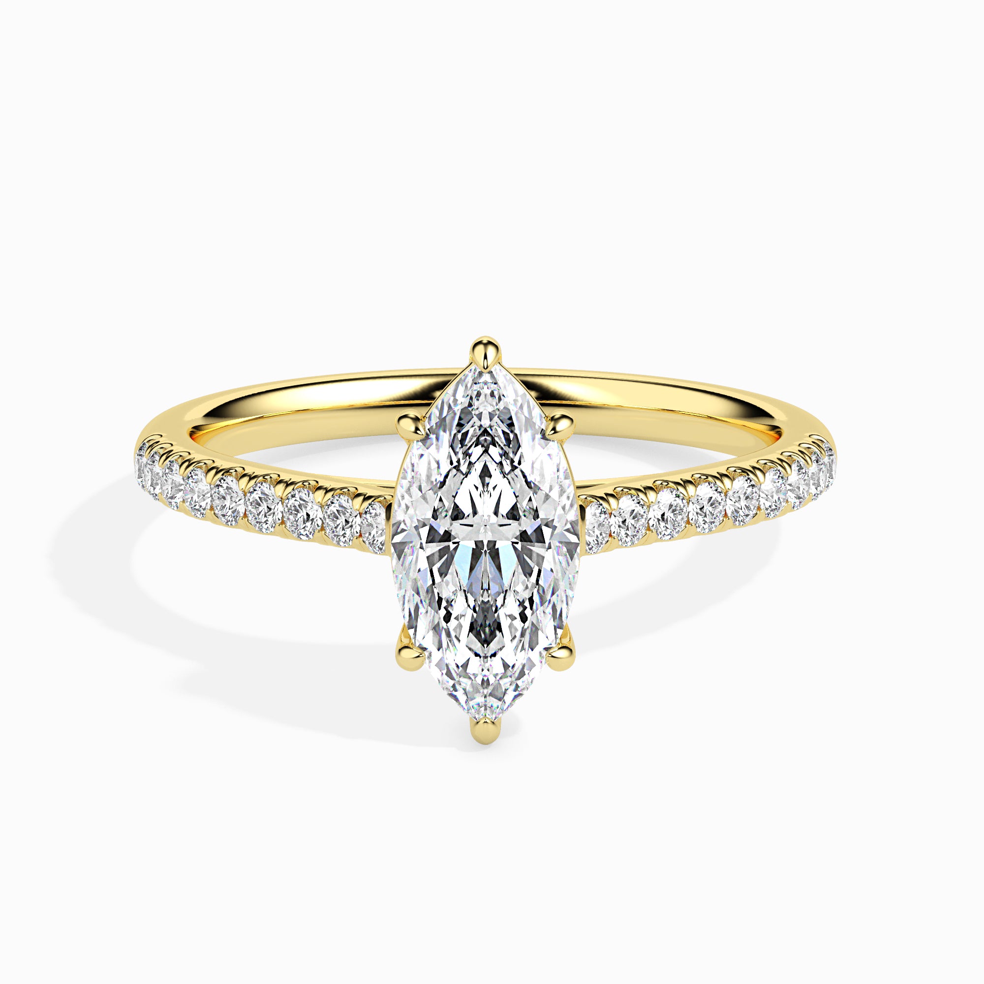 Marquise Cut Prong Set Lab-Grown Diamond Gold Ring