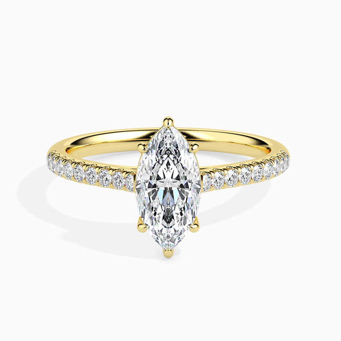 Marquise Cut Prong Set Lab-Grown Diamond Gold Ring
