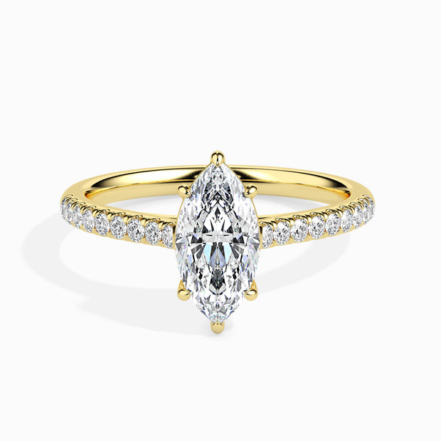 Marquise Cut Prong Set Lab-Grown Diamond Gold Ring
