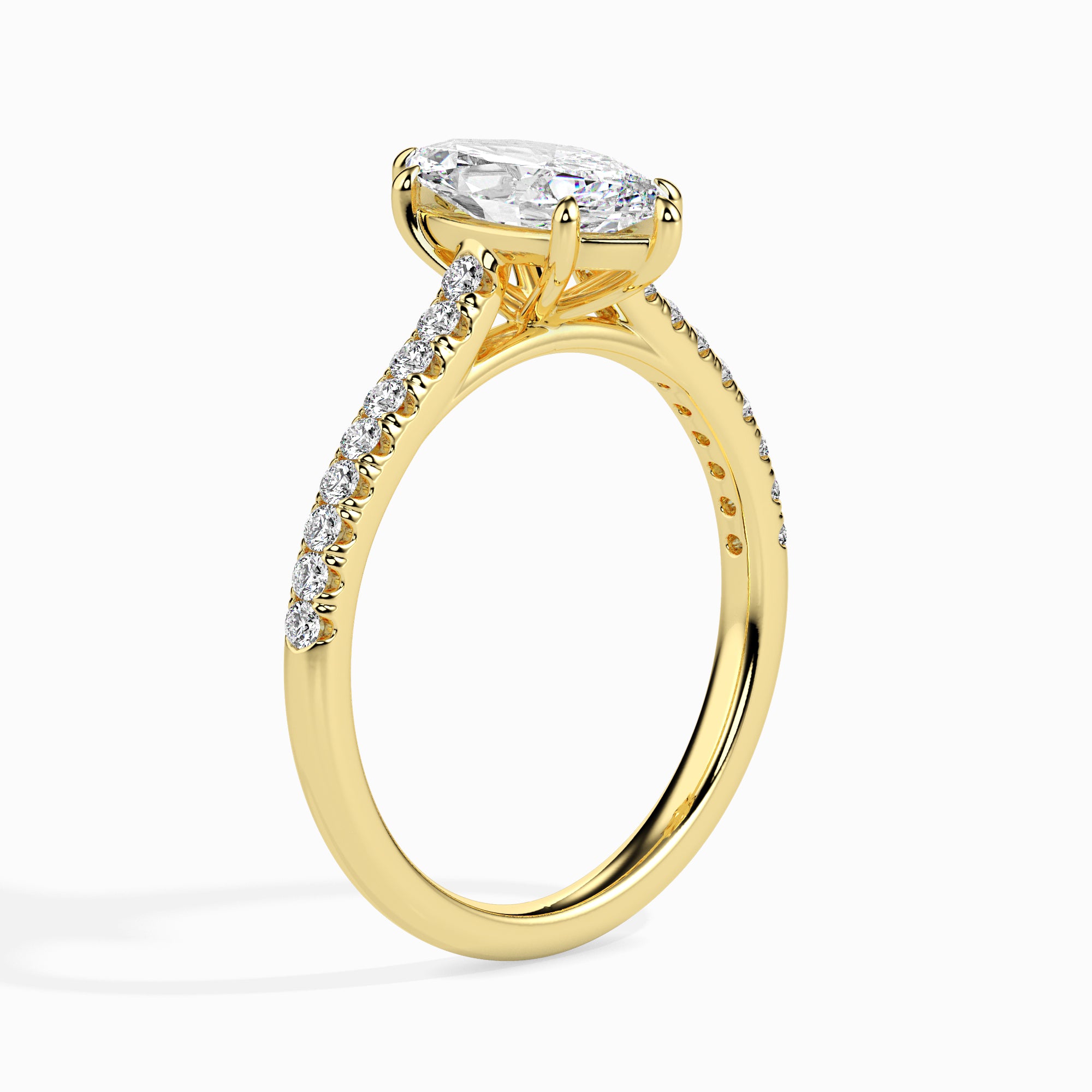 Marquise Cut Prong Set Lab-Grown Diamond Gold Ring