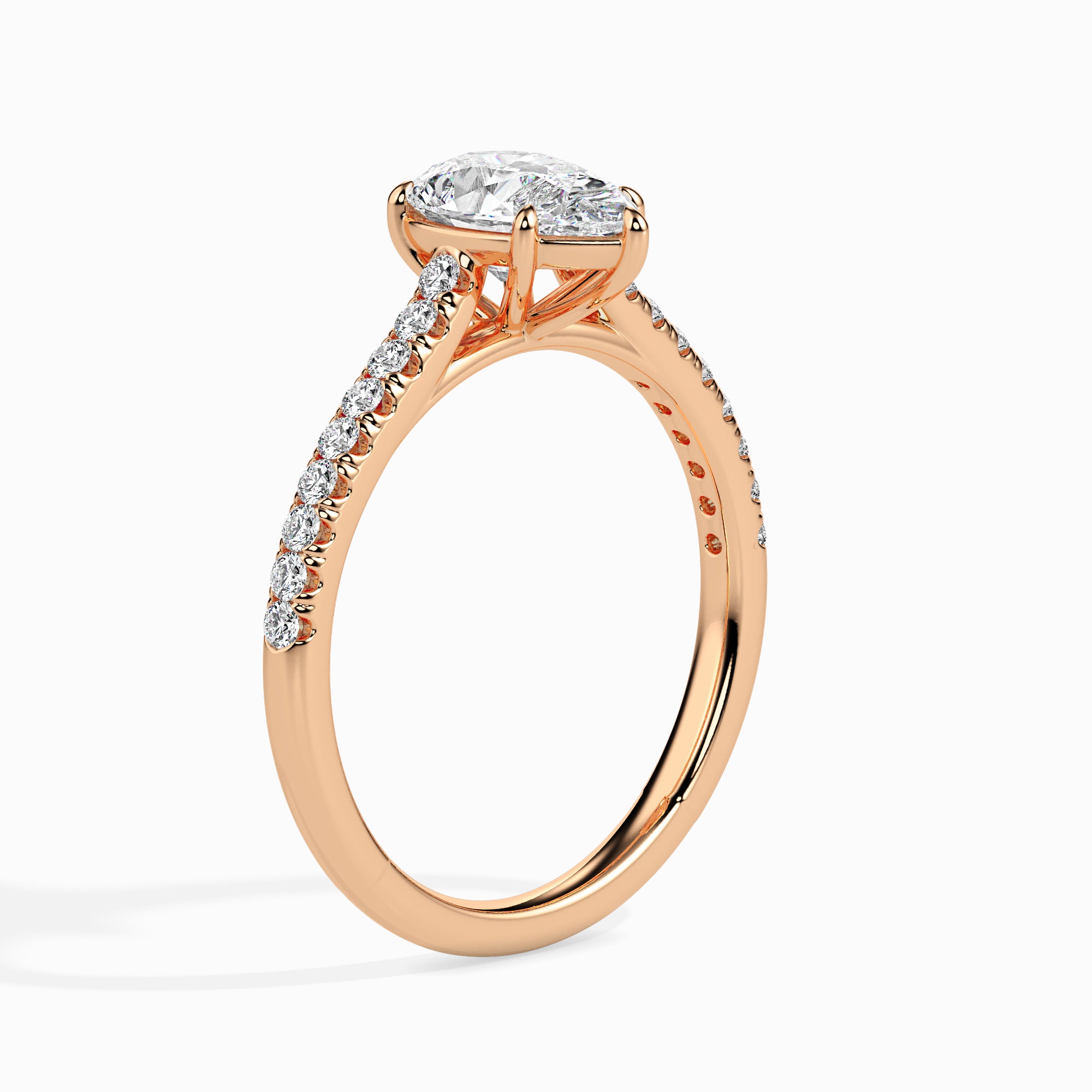 Pear Cut Prong Set Lab-Grown Diamond Gold Ring