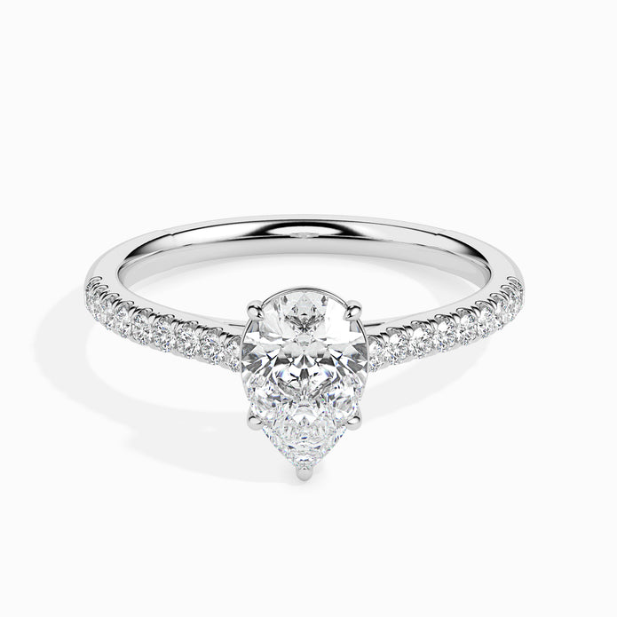 Pear Cut Prong Set Lab-Grown Diamond Gold Ring