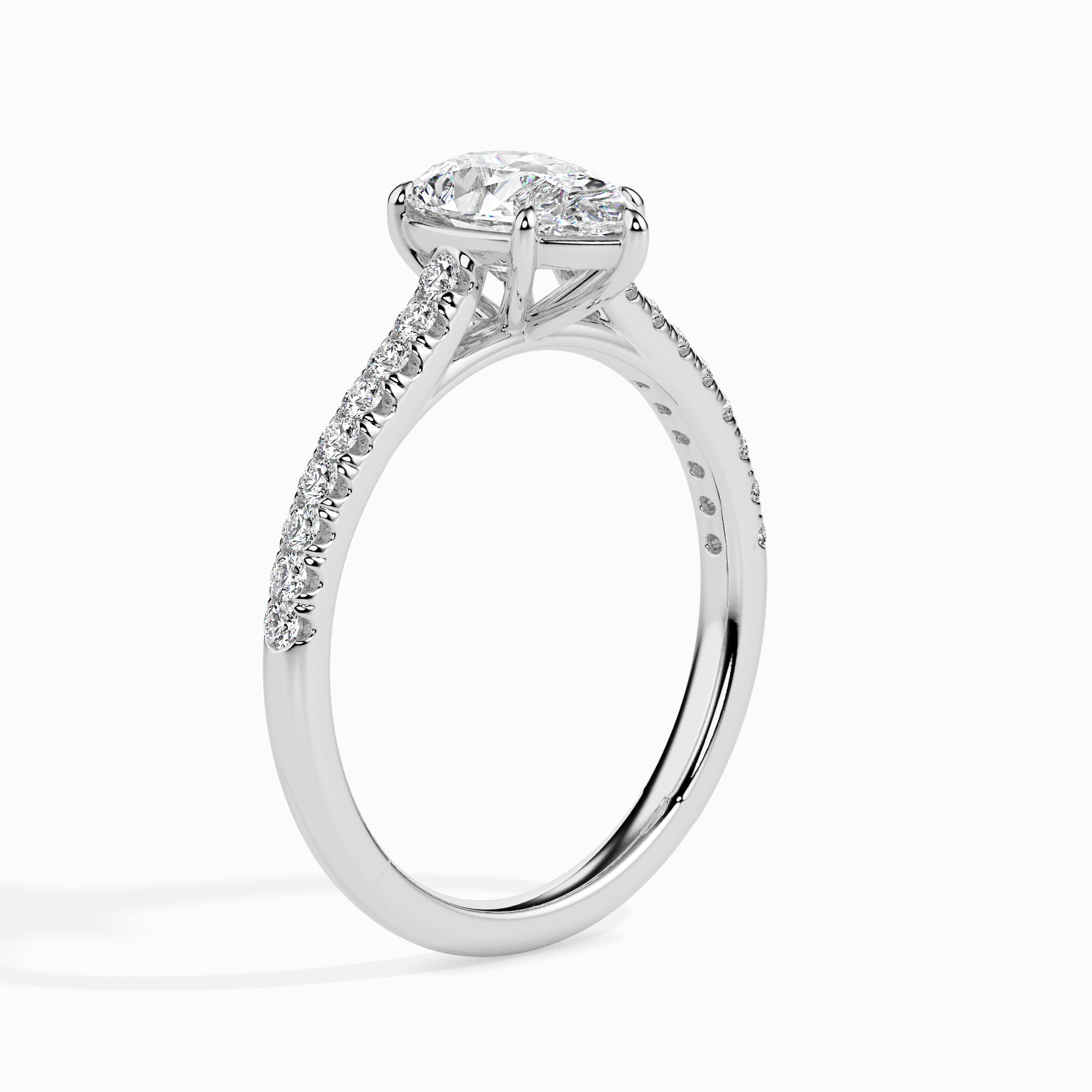 Pear Cut Prong Set Lab-Grown Diamond Gold Ring