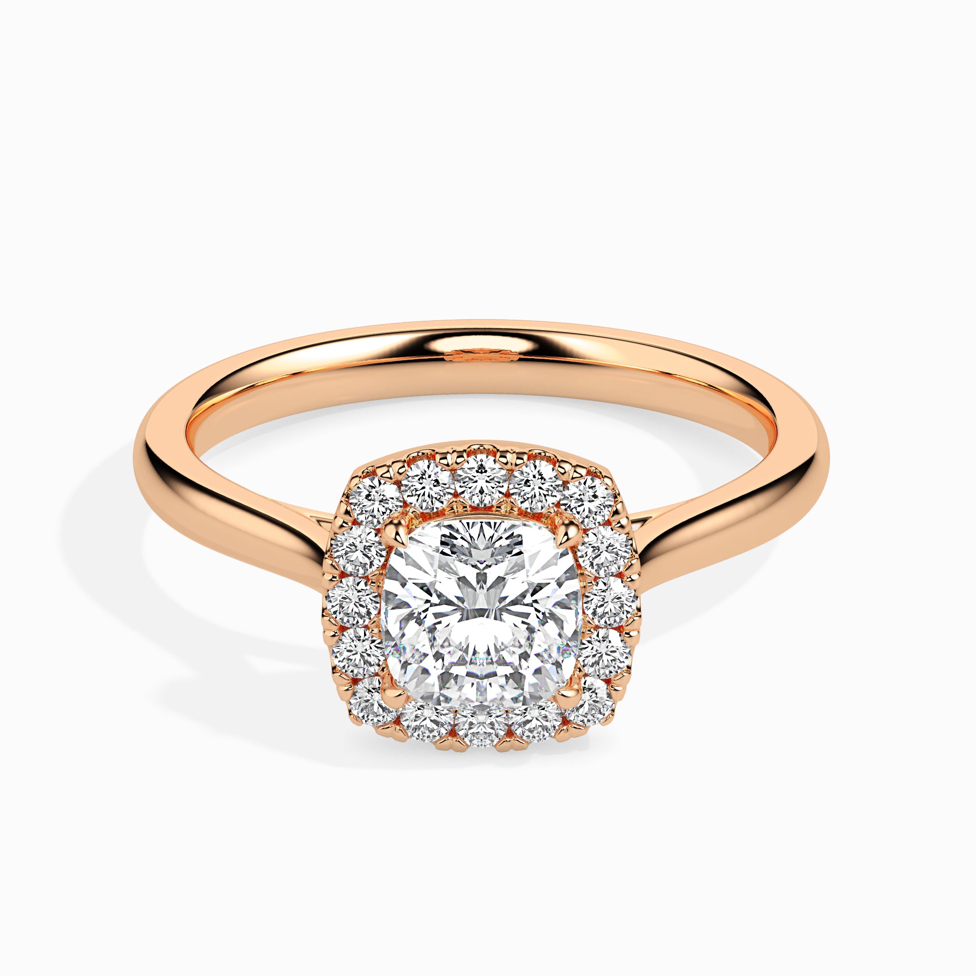 Cushion Cut Halo Lab-Grown Diamond Gold Ring