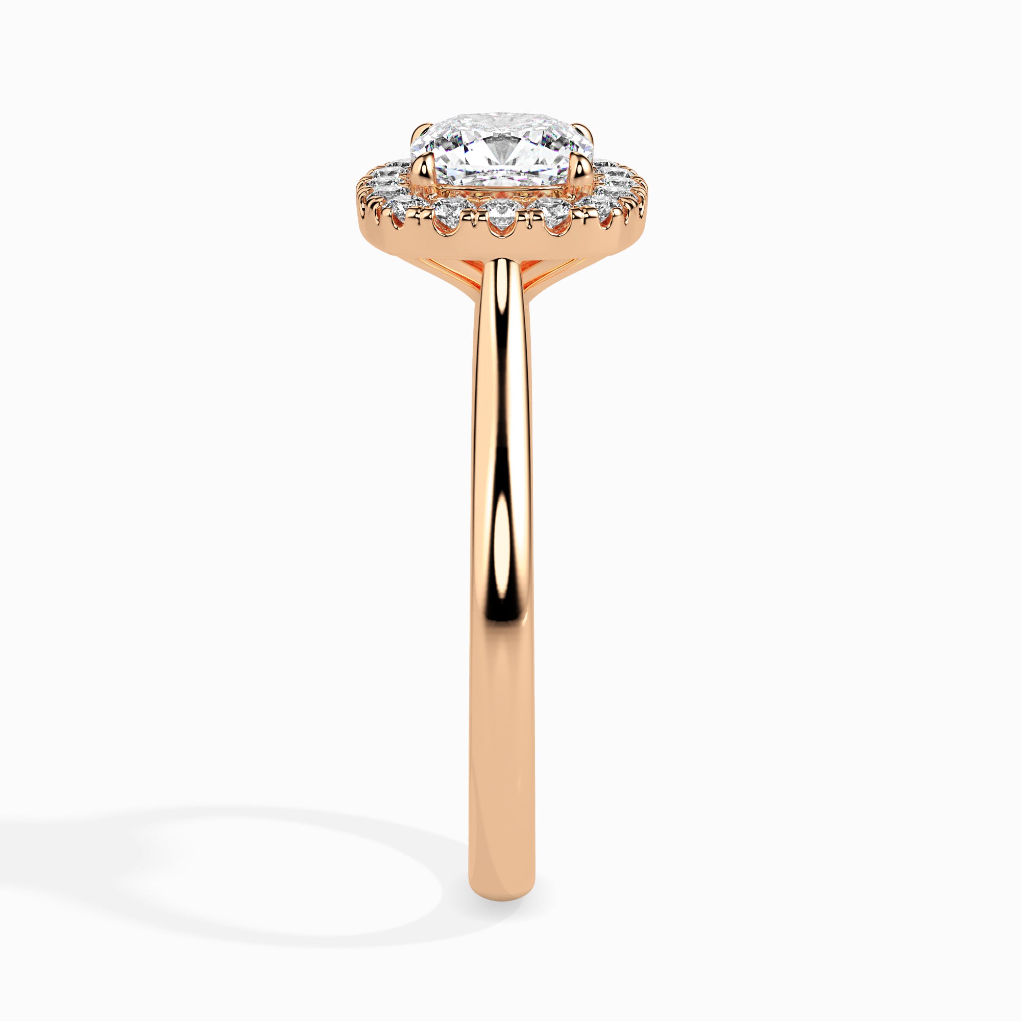 Cushion Cut Halo Lab-Grown Diamond Gold Ring