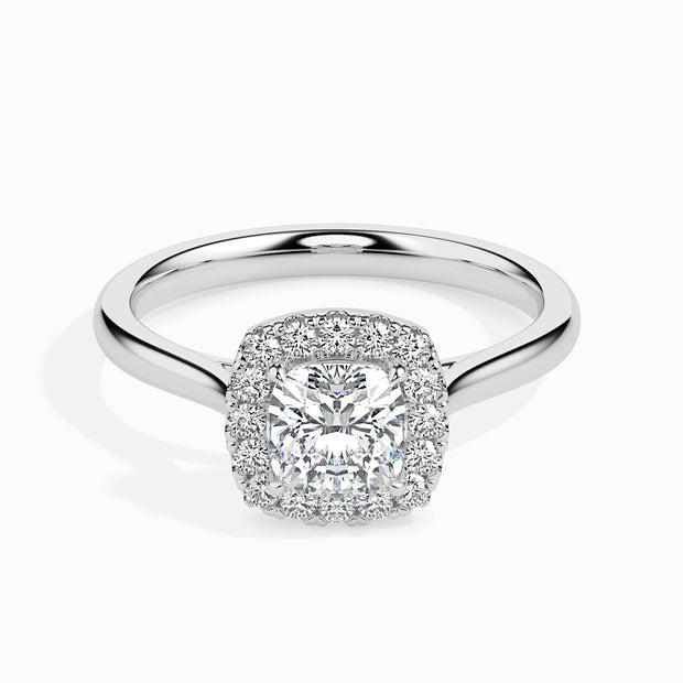 Cushion Cut Halo Lab-Grown Diamond Gold Ring