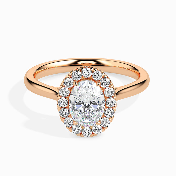 Oval Cut Halo Lab-Grown Diamond Gold Ring