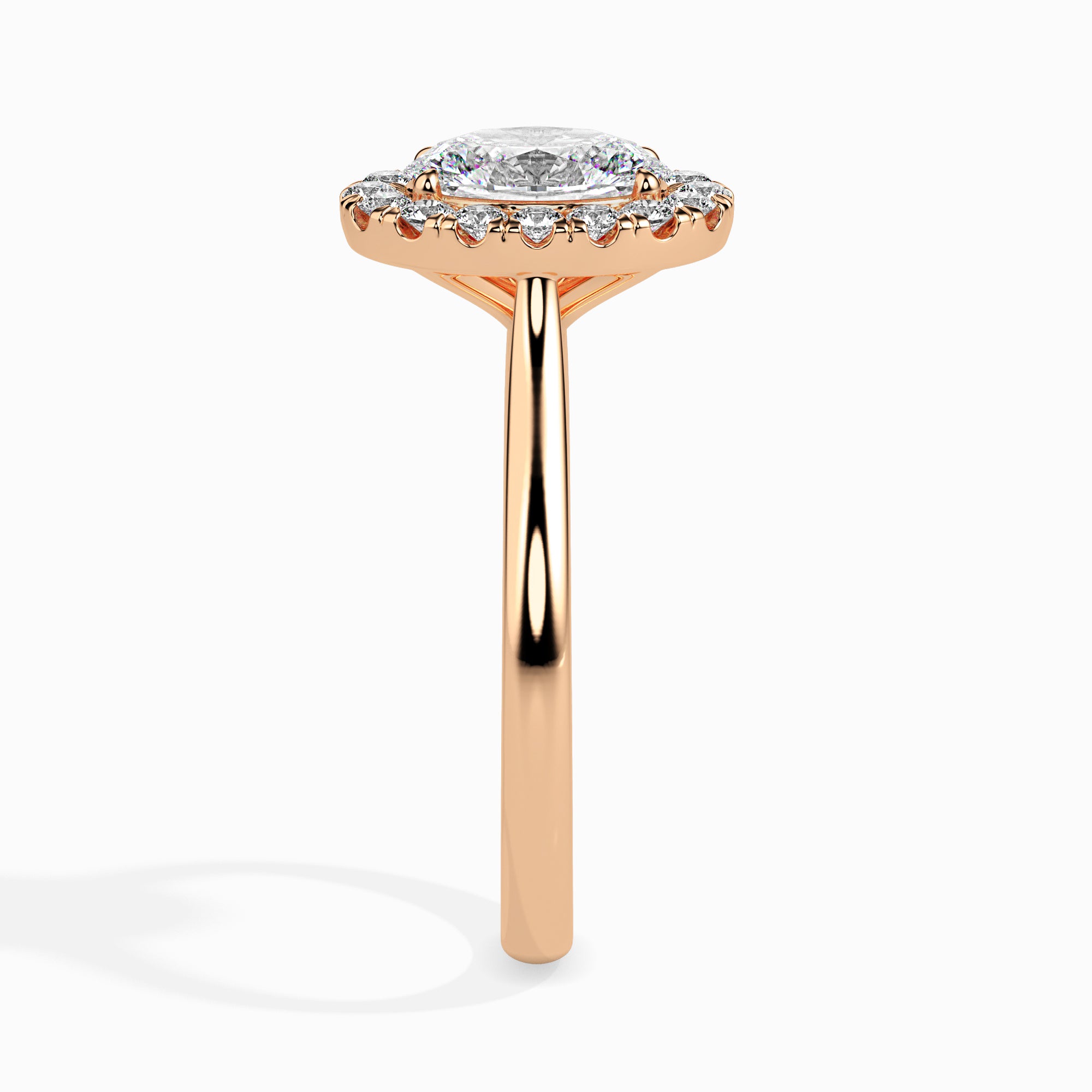 Oval Cut Halo Lab-Grown Diamond Gold Ring