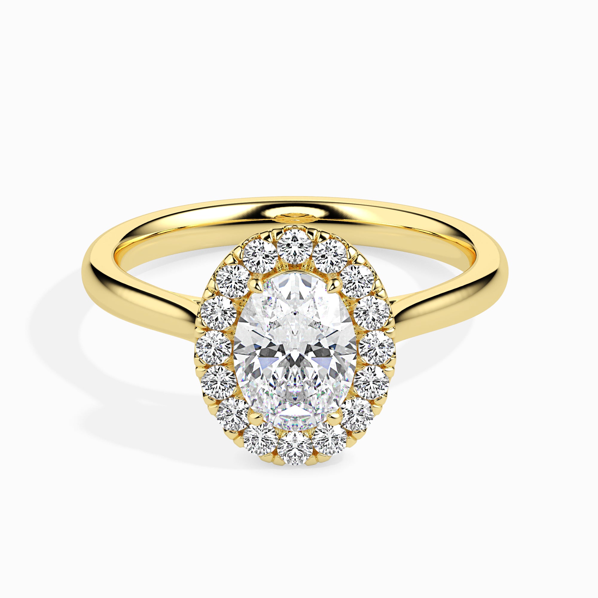 Oval Cut Halo Lab-Grown Diamond Gold Ring