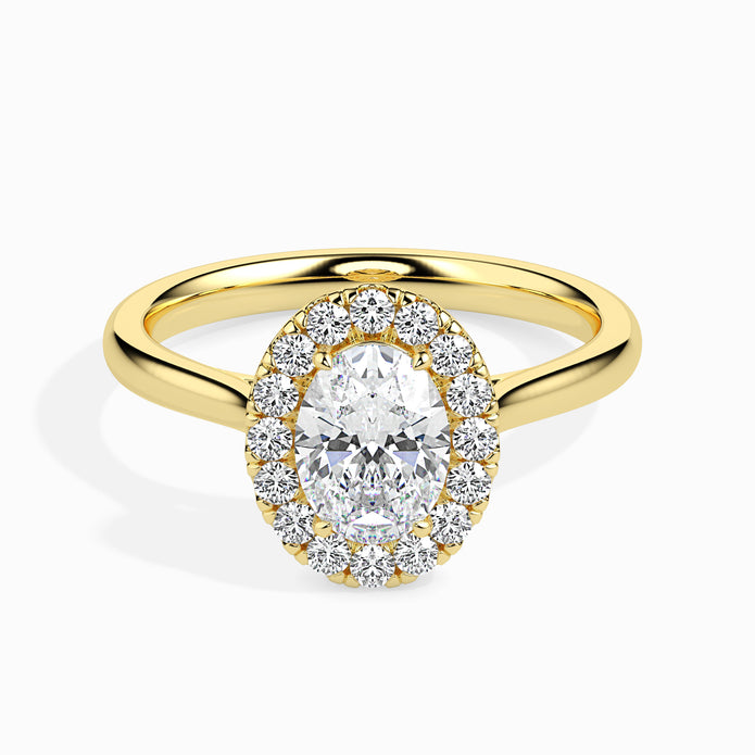 Oval Cut Halo Lab-Grown Diamond Gold Ring