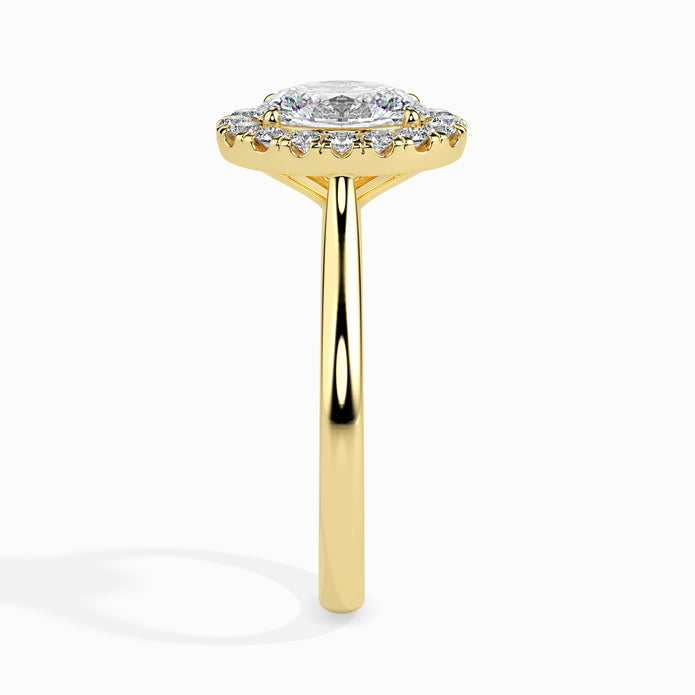 Oval Cut Halo Lab-Grown Diamond Gold Ring