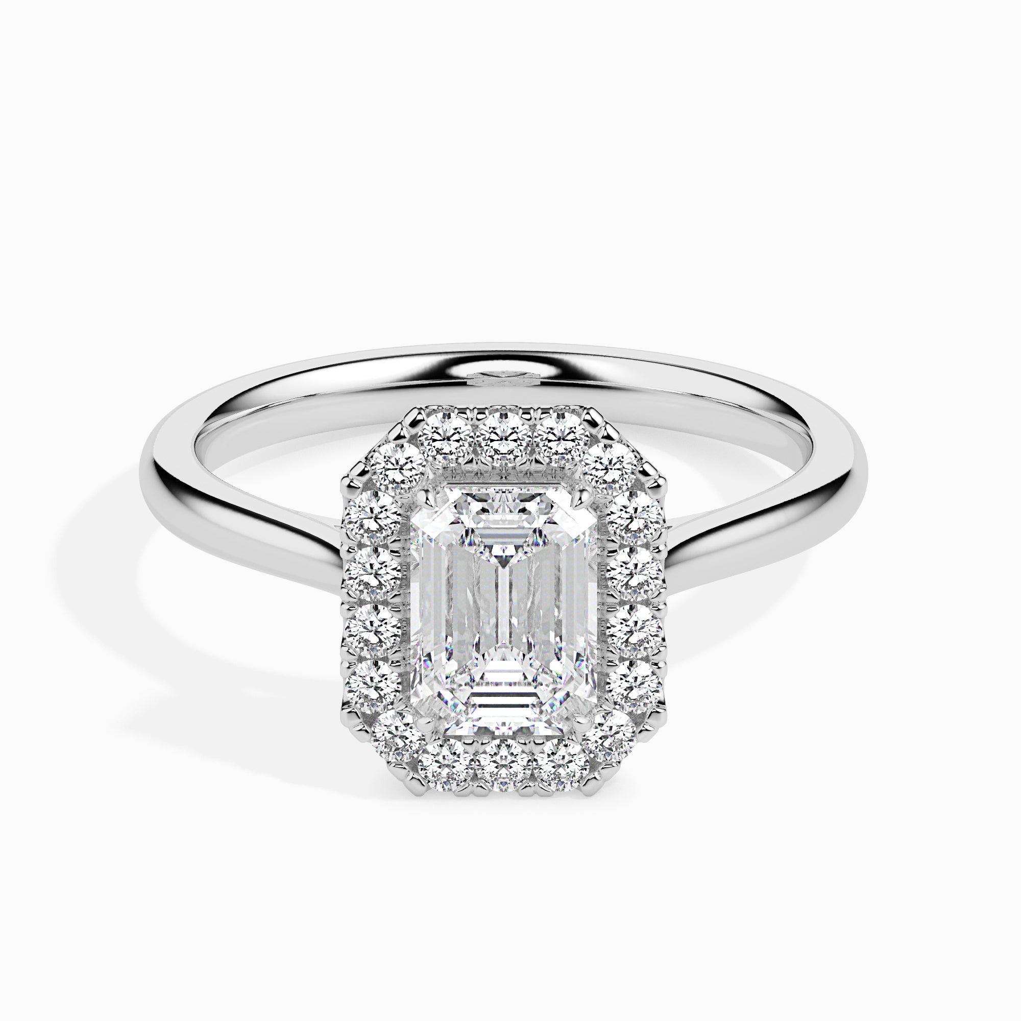 Emerald Cut Halo Lab-Grown Diamond Gold Ring