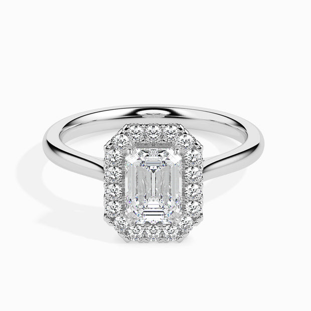 Emerald Cut Halo Lab-Grown Diamond Gold Ring