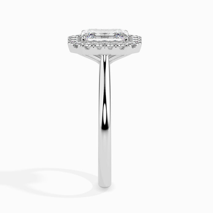 Emerald Cut Halo Lab-Grown Diamond Gold Ring