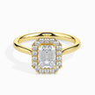 Emerald Cut Halo Lab-Grown Diamond Gold Ring