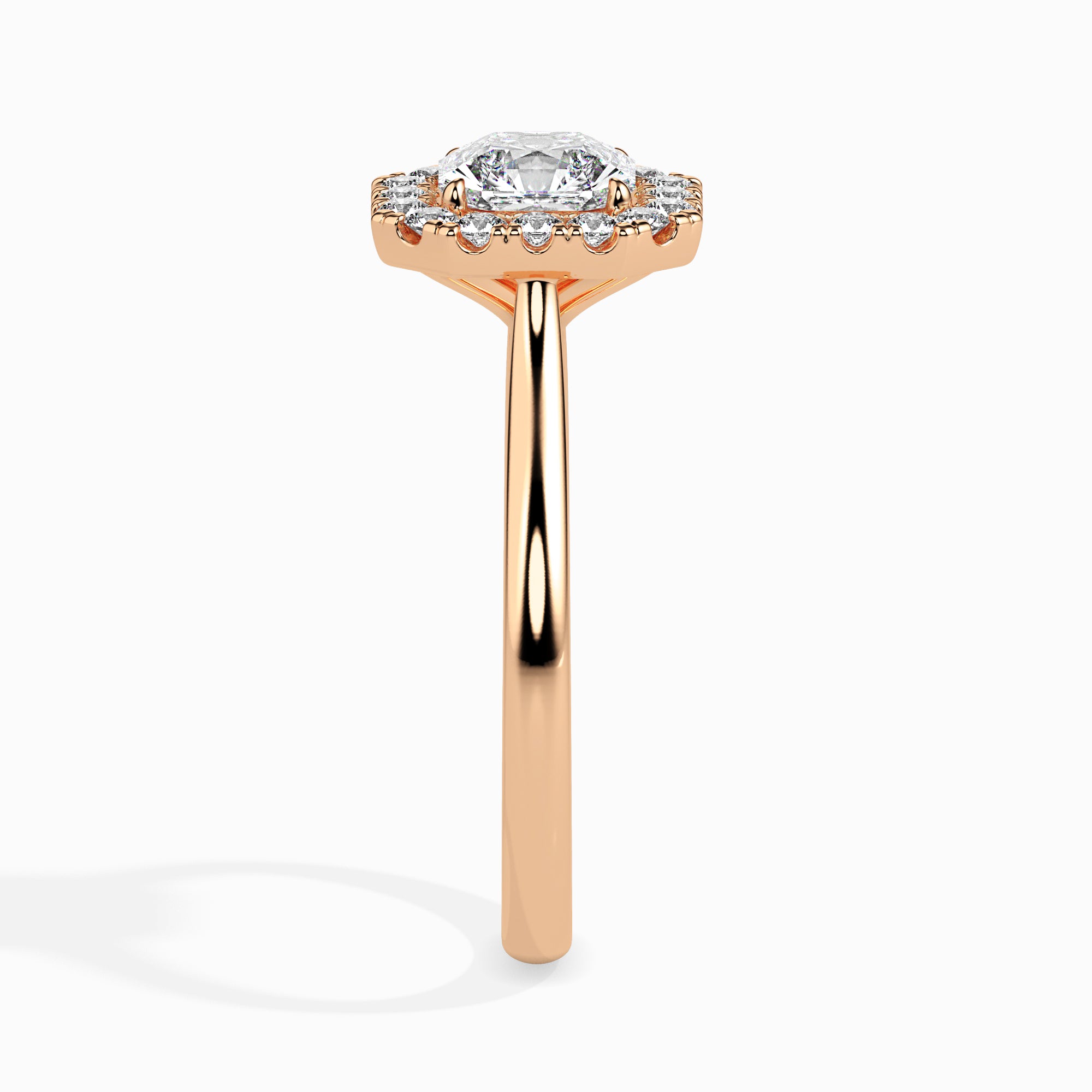Radiant Cut Halo Lab-Grown Diamond Gold Ring