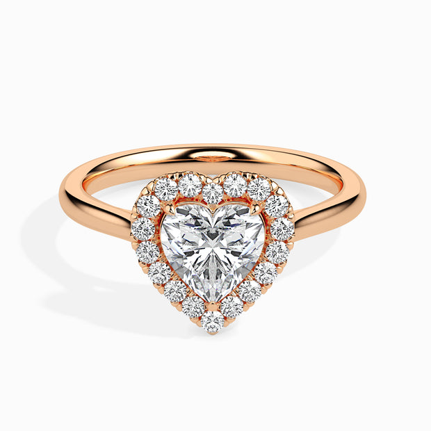 Heart Cut Halo Lab-Grown Diamond Gold Ring