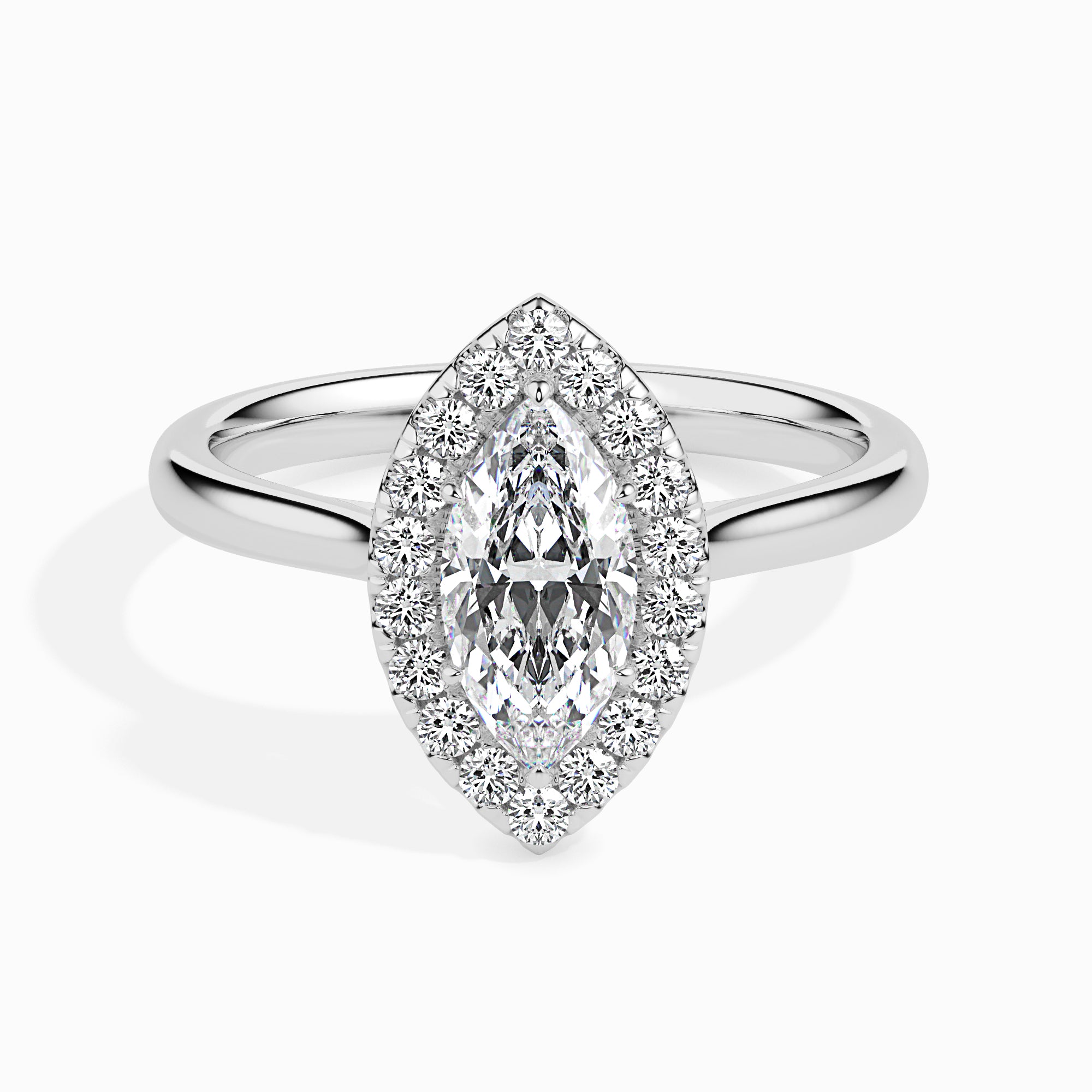 Marquise Cut Halo Lab-Grown Diamond Gold Ring