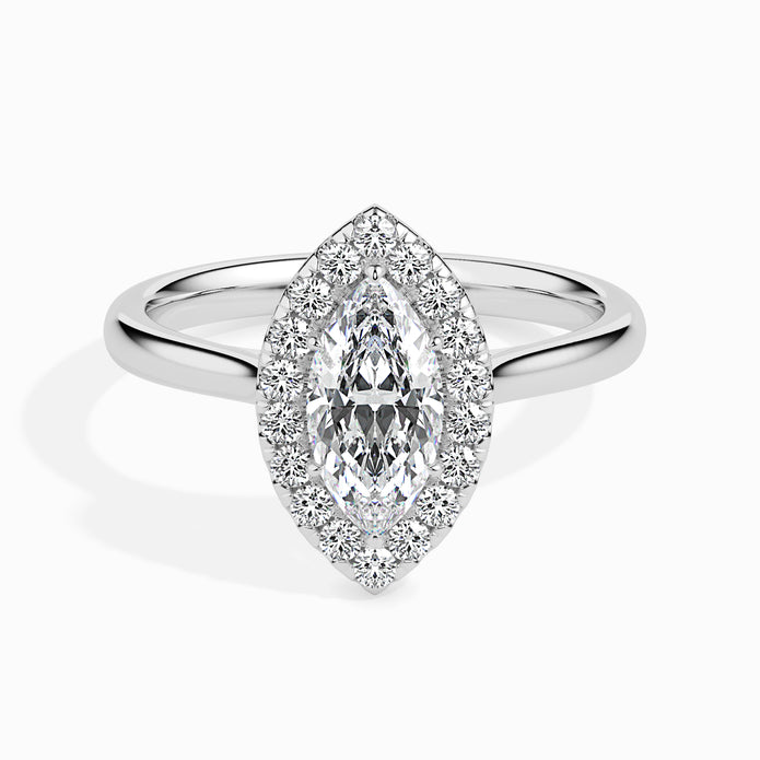 Marquise Cut Halo Lab-Grown Diamond Gold Ring