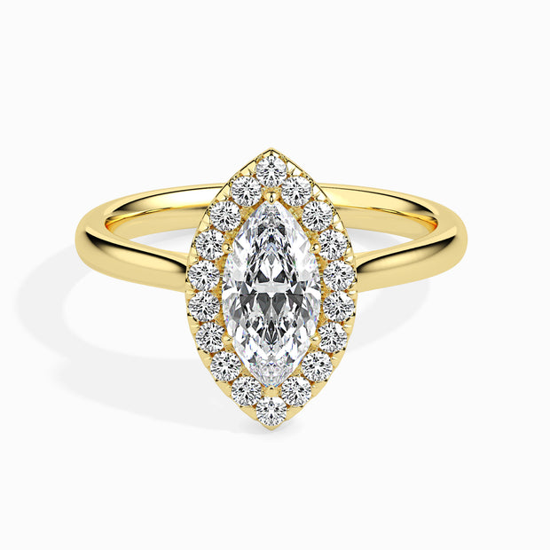 Marquise Cut Halo Lab-Grown Diamond Gold Ring