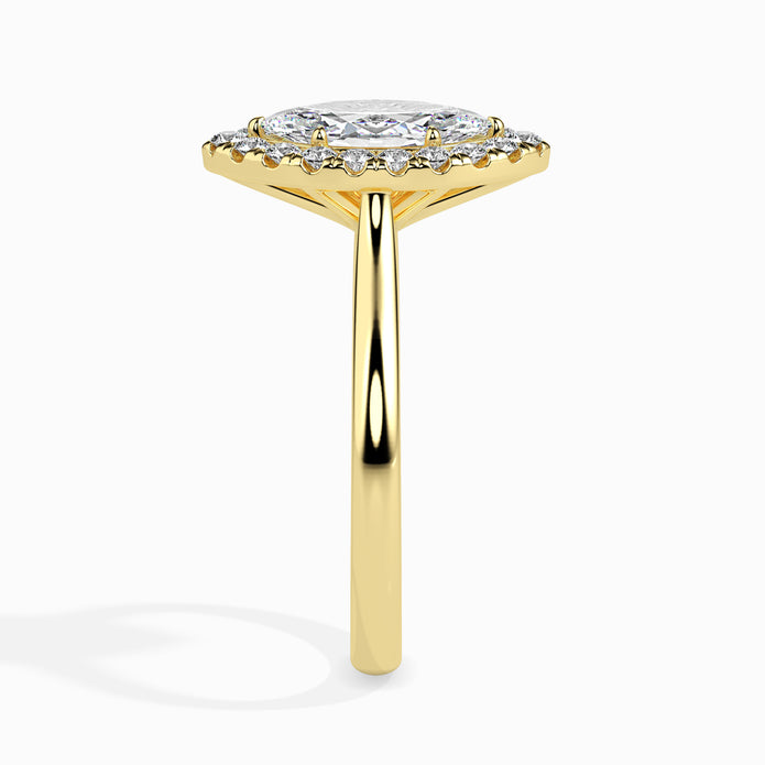 Marquise Cut Halo Lab-Grown Diamond Gold Ring