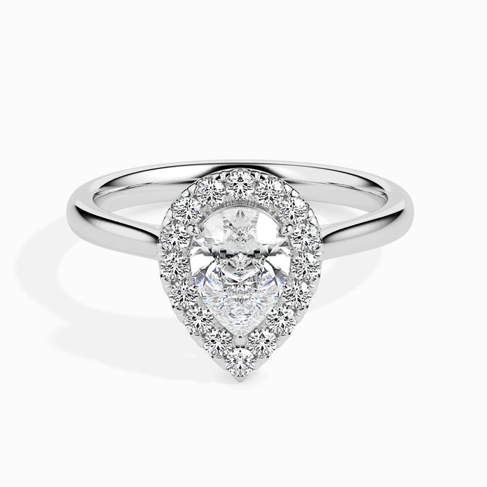Pear Cut Halo Lab-Grown Diamond Gold Ring