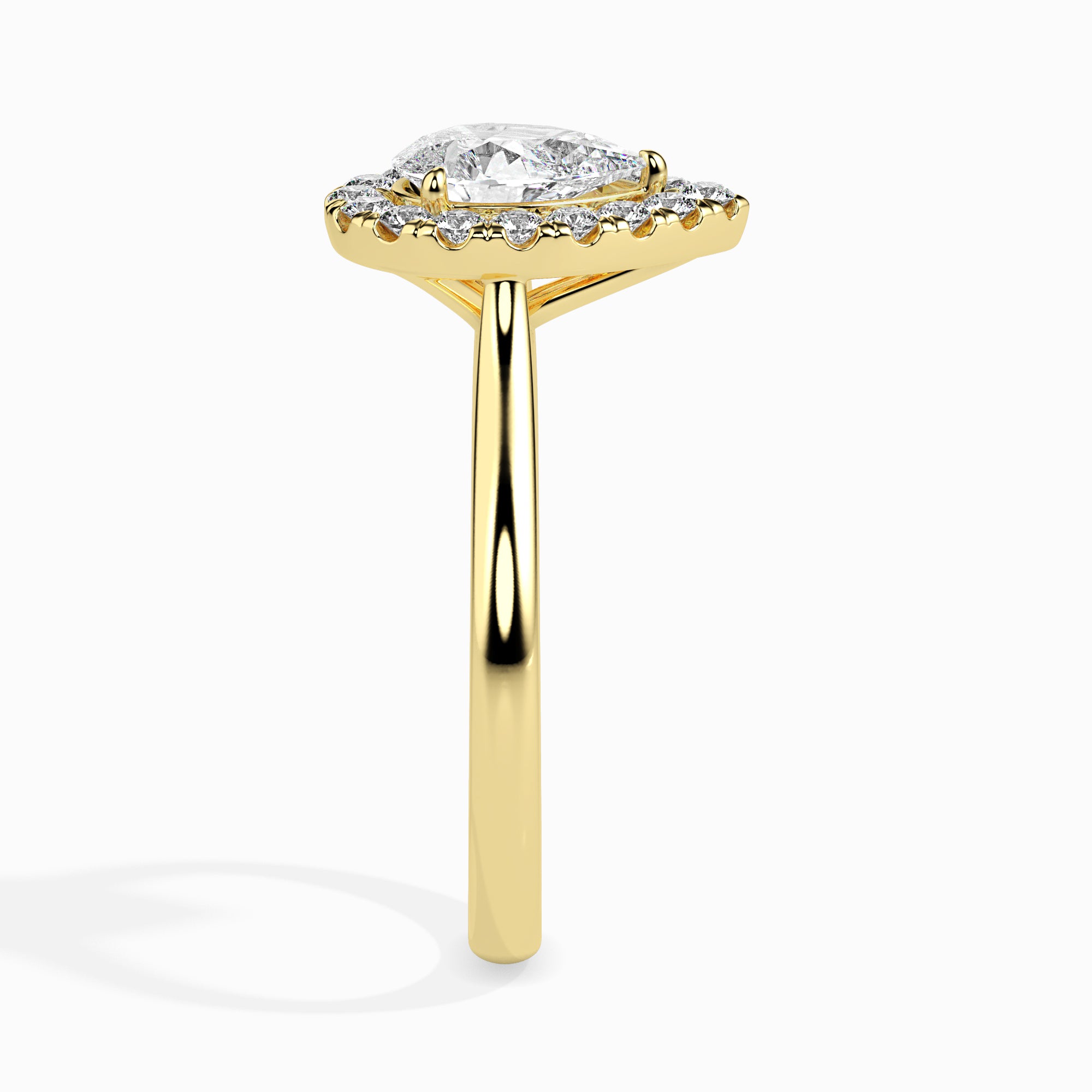 Pear Cut Halo Lab-Grown Diamond Gold Ring