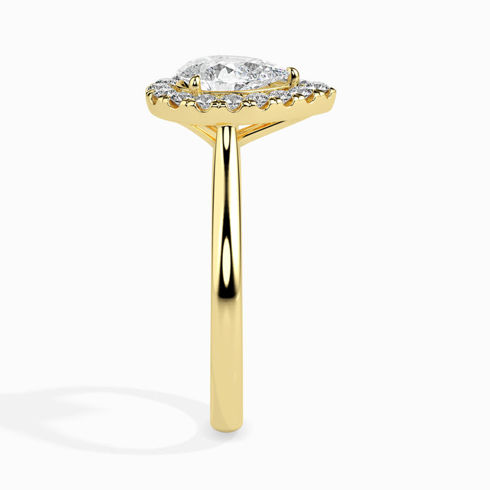 Pear Cut Halo Lab-Grown Diamond Gold Ring