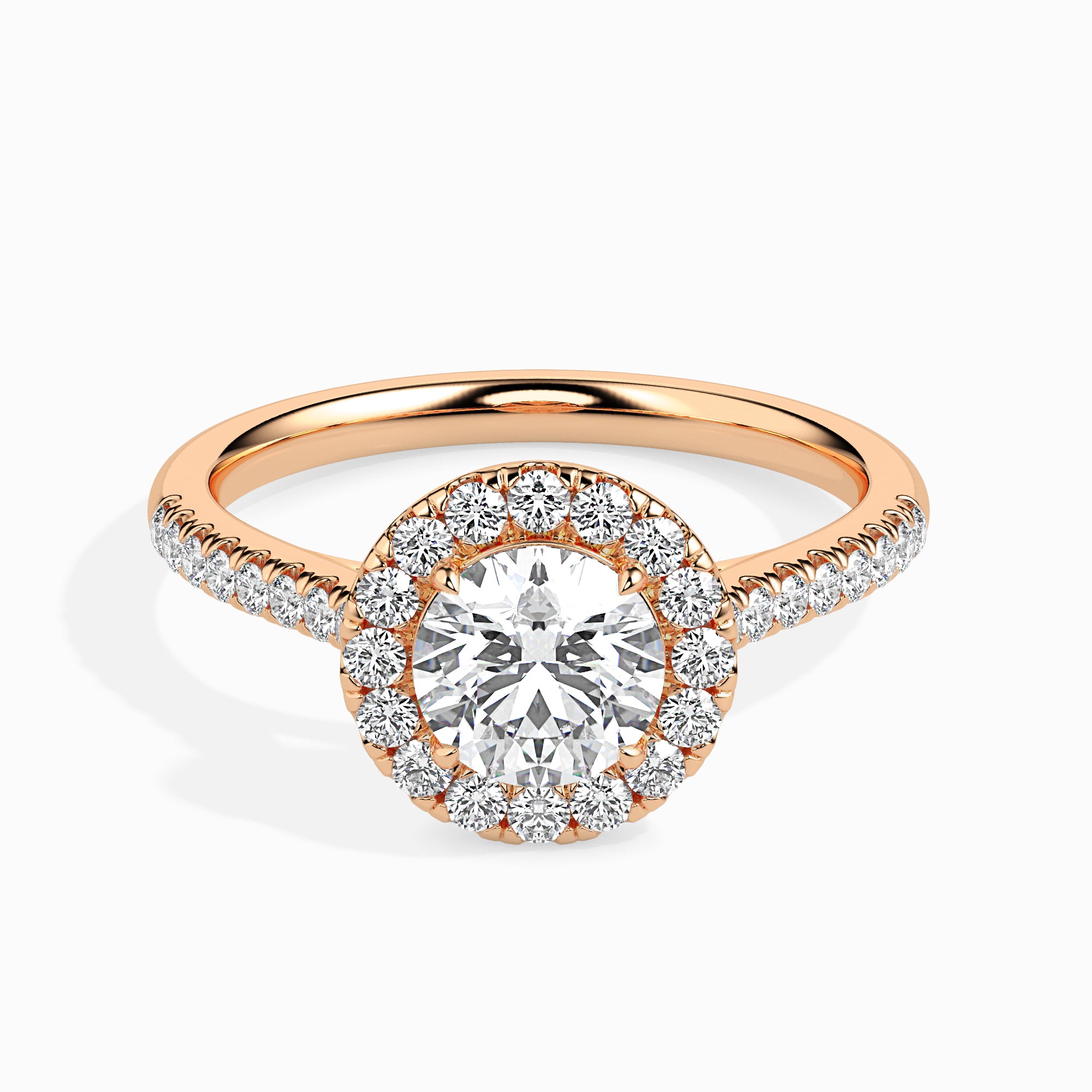 Round Halo Lab-Grown Diamond Gold Ring