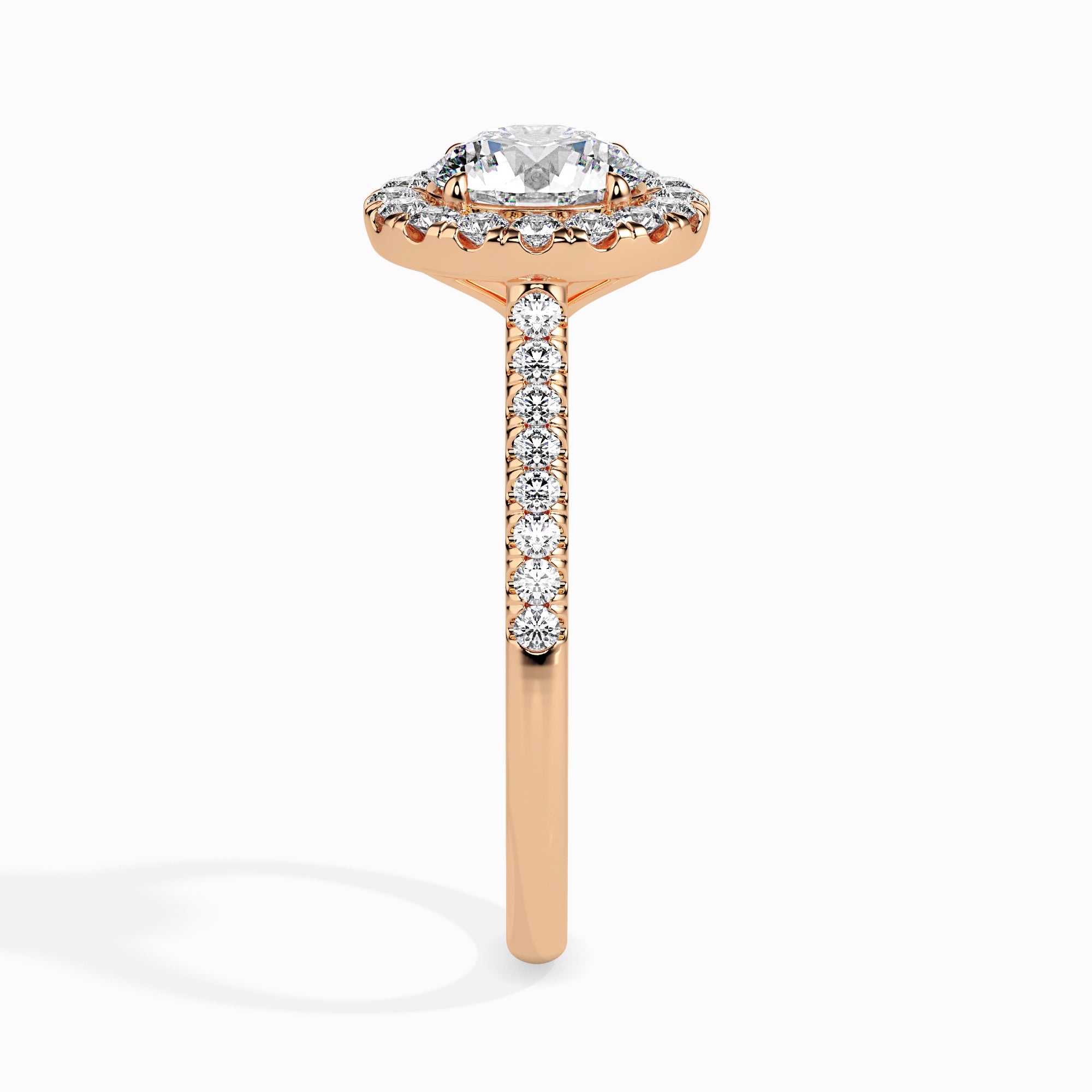 Round Halo Lab-Grown Diamond Gold Ring