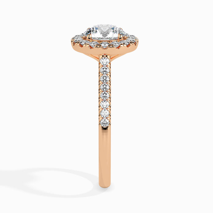 Round Halo Lab-Grown Diamond Gold Ring