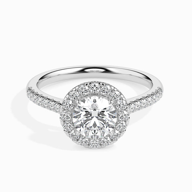 Round Halo Lab-Grown Diamond Gold Ring